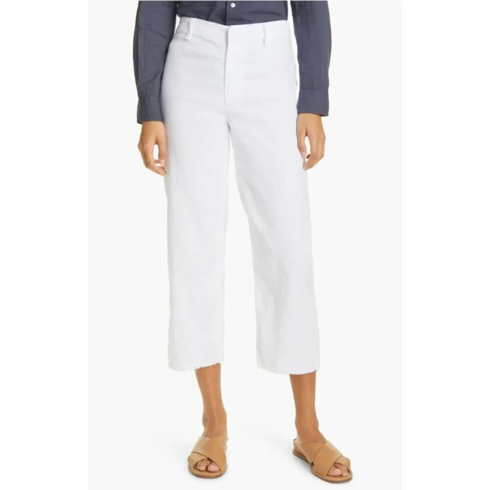 Frank & Eileen Kinsale Linen Blend White Italian Cropped Pants Size 10